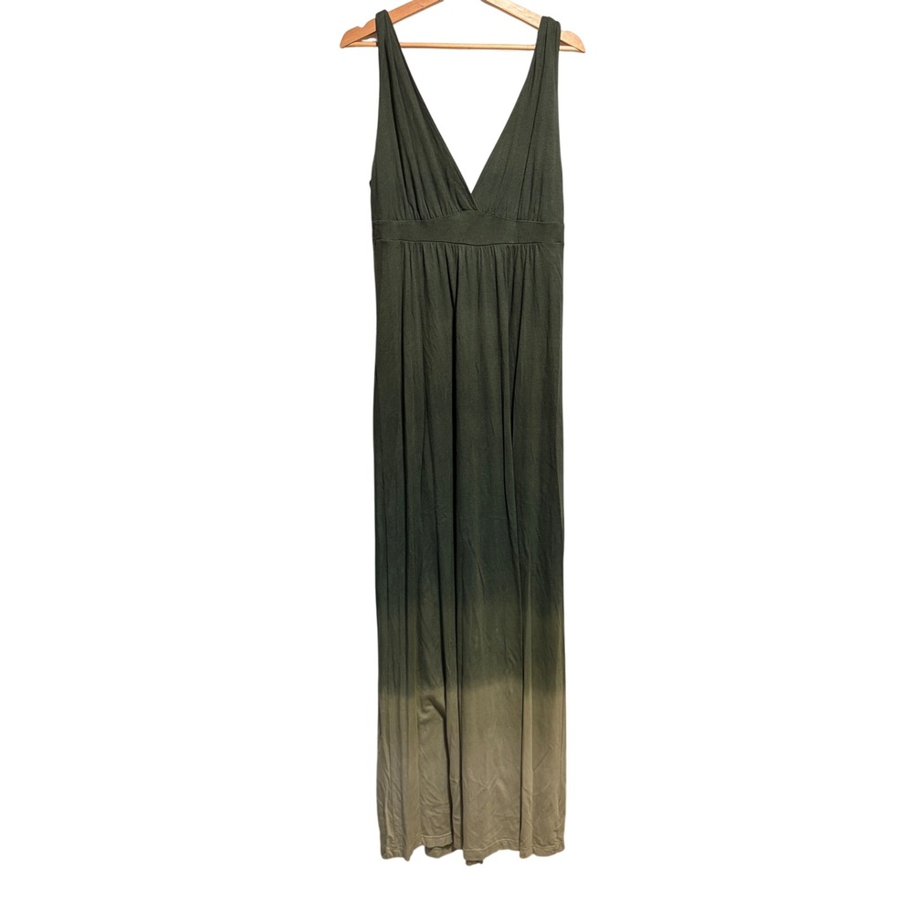 Lucky Brand Earthy Boho Maxi Dress Sz L Ombre Green Goblincore Fairycore Concert